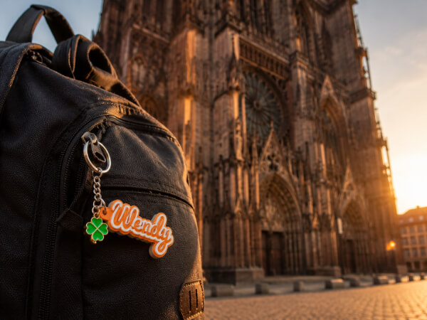 Strasbourg - porte cles en sac à dos